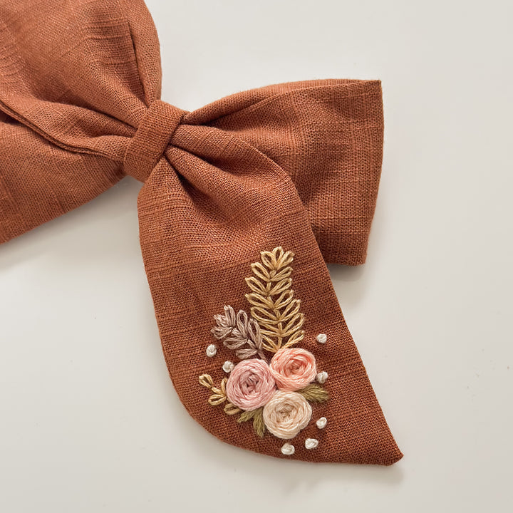 Turmeric Large embroidered roses 1 clip