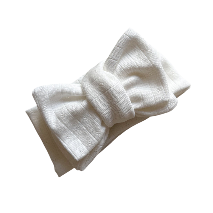 White Pointelle Topknot
