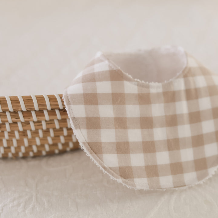 Stone Gingham Dribble Bib