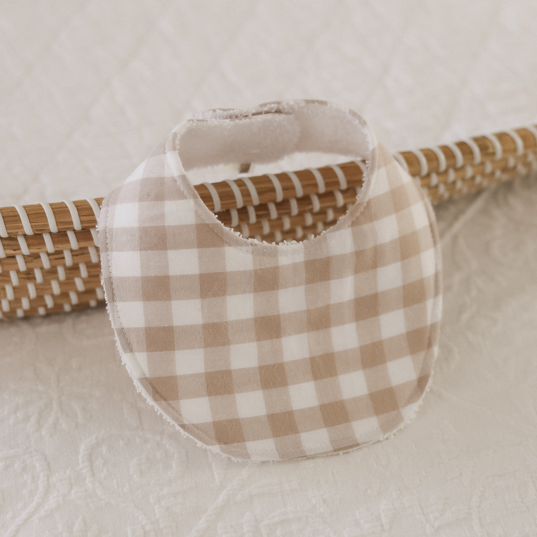 Stone Gingham Dribble Bib