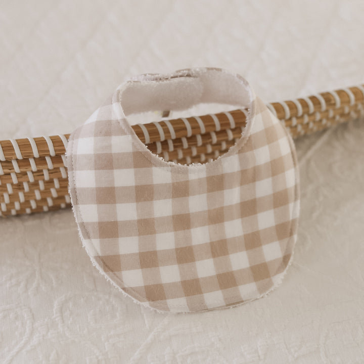 Stone Gingham Dribble Bib