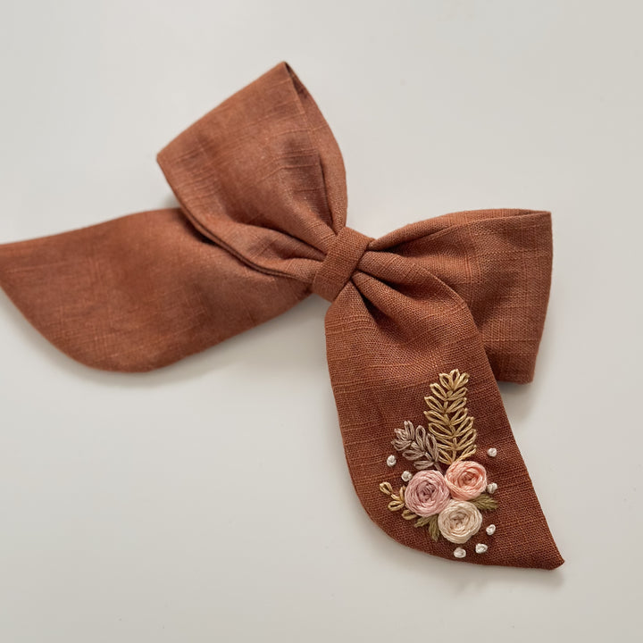 Turmeric Large embroidered roses 1 clip