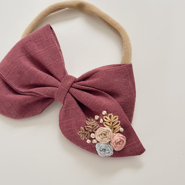 Plum medium embroidered roses